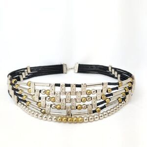 Vintage Gold Silver Tone Braided Mesh Chain Belt Two Tone Metal Waist Belt